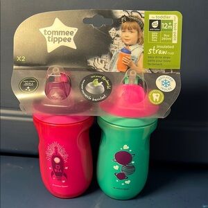 NEW pack of two Tommee tippee Insulated Straw Cup for Toddlers 12m+